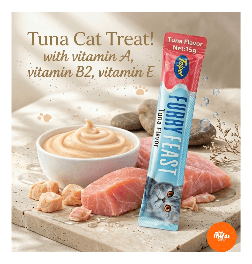 Taipet Furry Feast Tuna Flavor Creamy Cat Treat (15g) - With Vitamin A, B2 & E