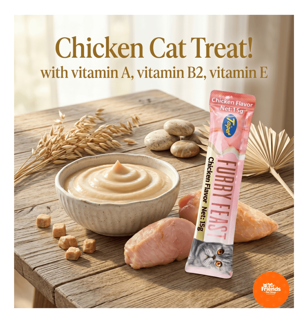 Taipet Furry Feast Chicken Flavor Creamy Cat Treat (15g) - With Vitamin A, B2 & E