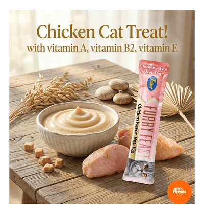 Taipet Furry Feast Chicken Flavor Creamy Cat Treat (15g) - With Vitamin A, B2 & E_img_0