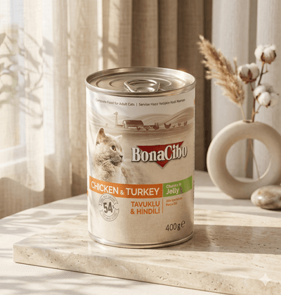 BonaCibo Adult Cat Wet Food - Chicken & Turkey Chunks in Jelly, 400g_img_0