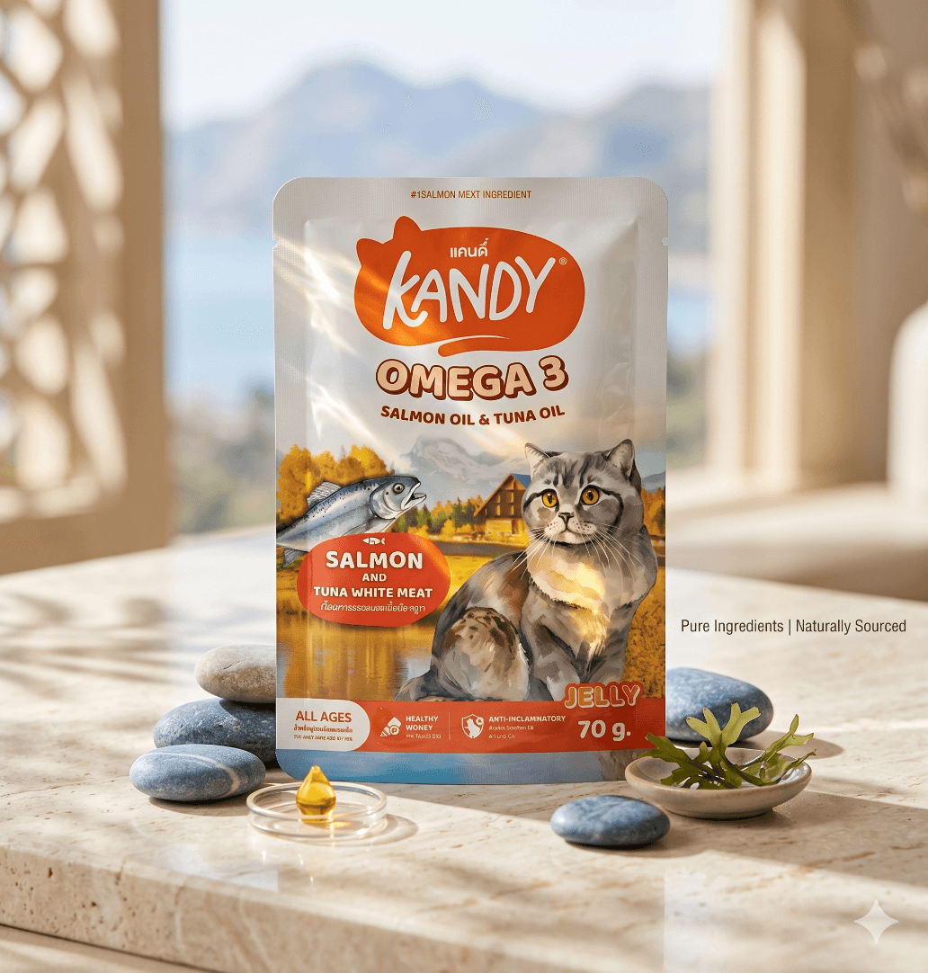 Kandy Omega 3 Salmon & Tuna White Meat in Jelly 70g – All Ages