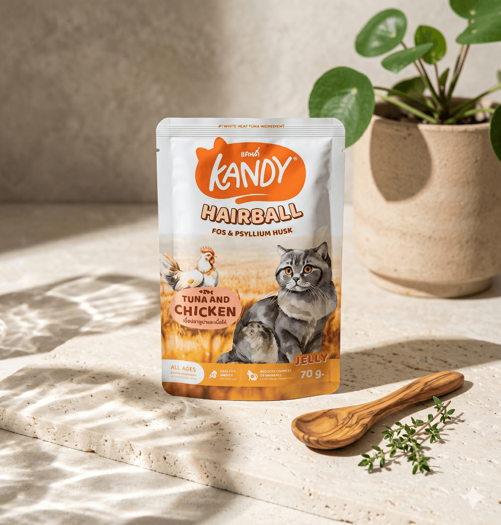 Kandy Hairball Tuna and Chicken in Jelly Wet Cat Food 70g – All Ages