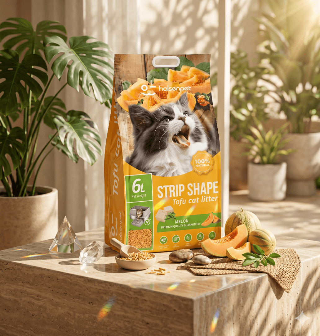 Haisenpet Strip Shape Tofu Cat Litter - Melon Scent Flavour 6L