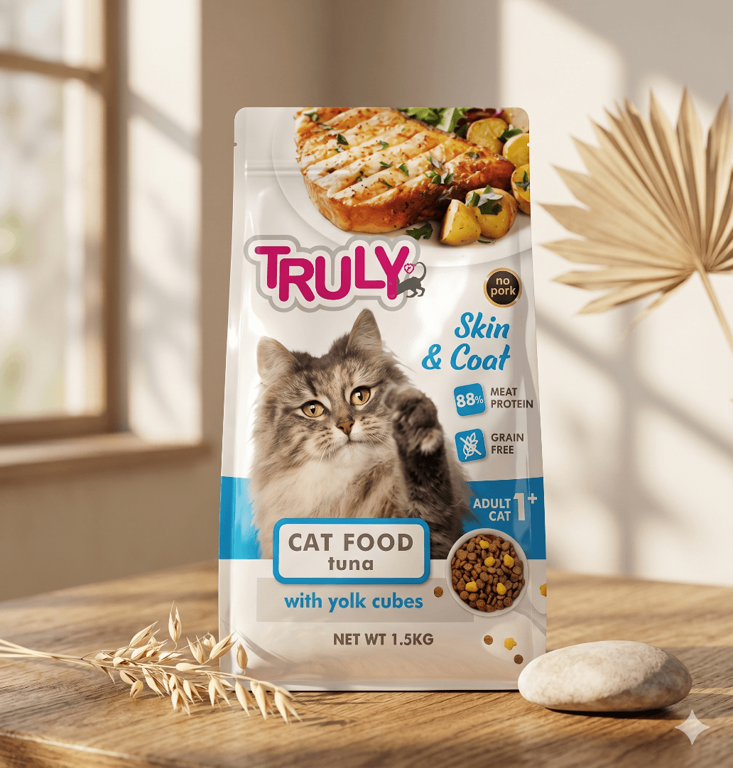 Truly Skin & Coat Adult Cat Food in Tuna with Yolk Cubes 1.5kg