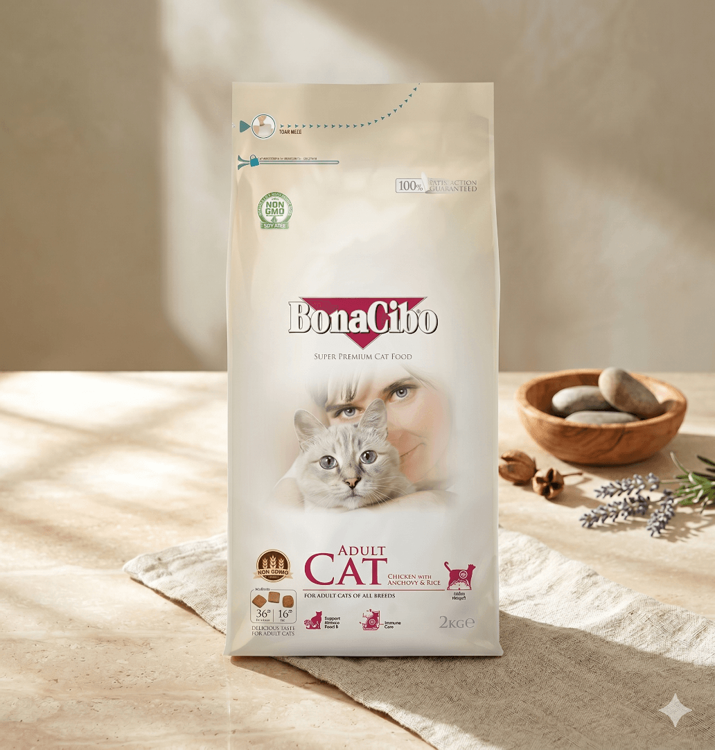 BonaCibo Adult Cat Food - Chicken with Anchovy & Rice (2 kg)