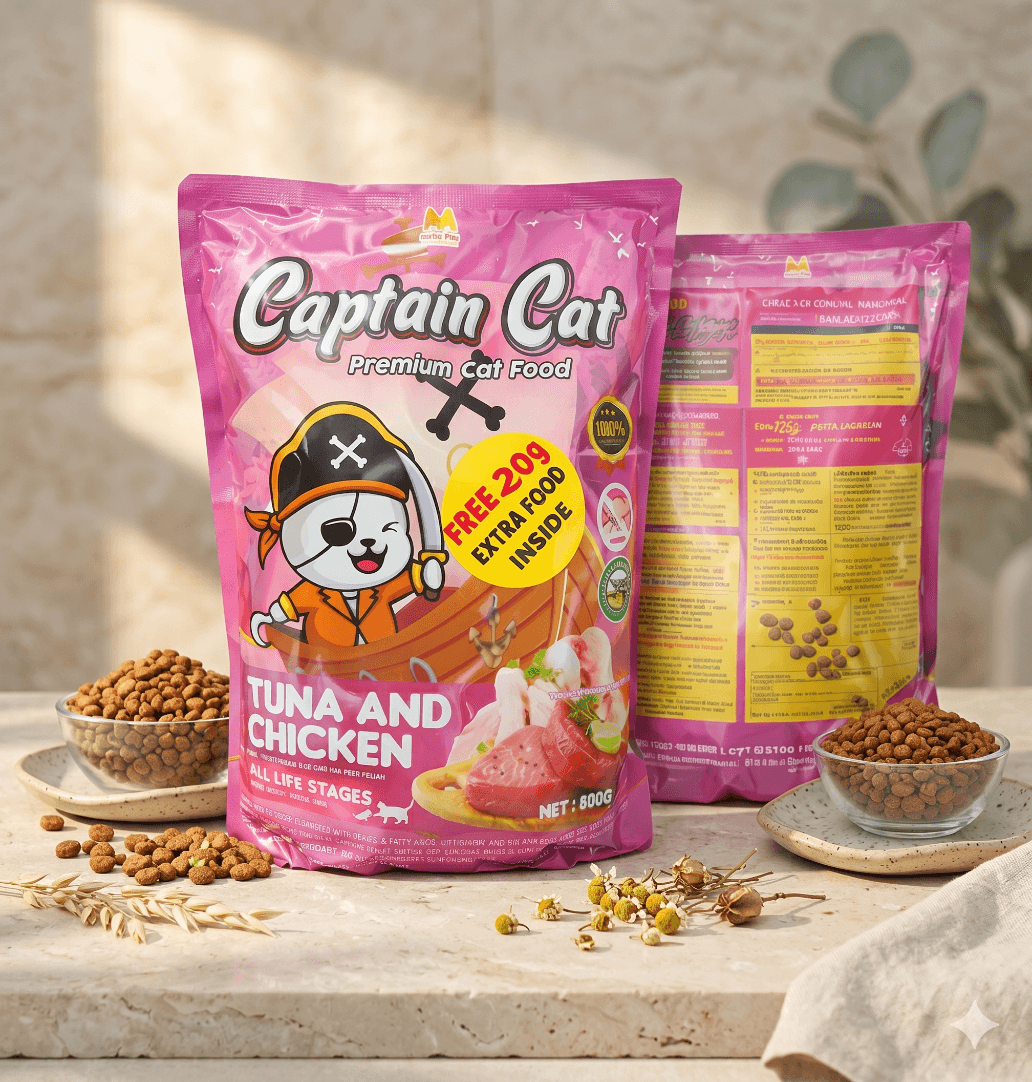 Captain Cat Premium Cat Food - Tuna and Chicken (800g + 200g Free)