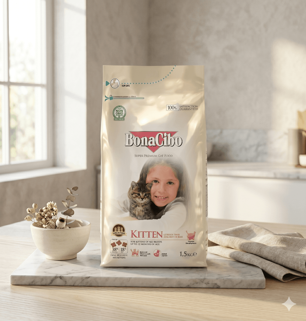 BonaCibo Super Premium Kitten Cat Food (Chicken, Anchovy & Rice) - 1.5kg